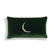 Crescent Silk Velvet Decorative Pillow - Green